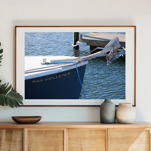 Bad Influence Yacht Printable Photography | Yachting Poster | Sailing Nautical Wall Art Download | Coastal Sea Poster | Sailboat Wall Decor