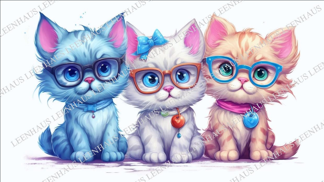 Cute Dogs and Cat Digital Wall Art, Printable Wall Art, Wall Art ...