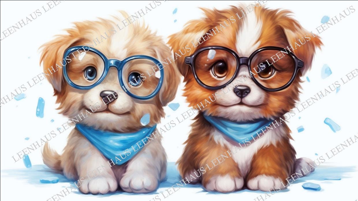 Cute Dogs and Cat Digital Wall Art, Printable Wall Art, Wall Art ...