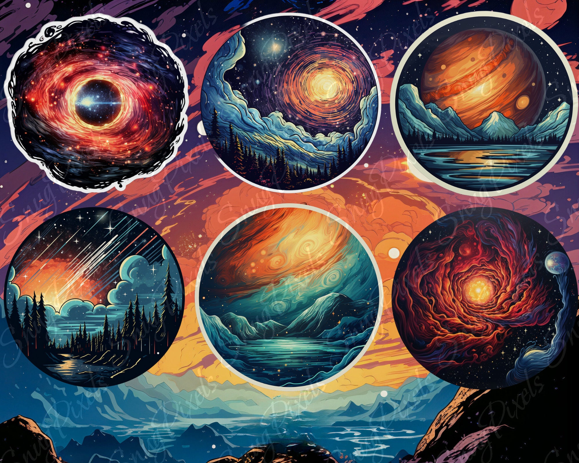 Stellar Voyage Digital Sticker Pack | Cosmic Galaxy Stickers for ...