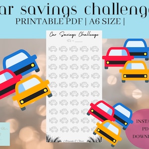 Printable Car Savings Challenge | Car Cash Stuffing | Car Budget | Cash Stuffing | Specify Budget | A6 Size | Cash Envelopes