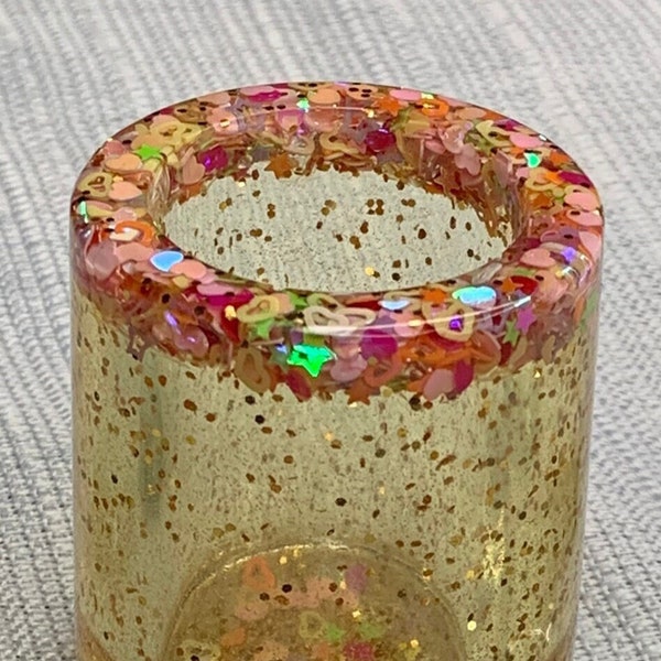 Variety of Epoxy Resin Shot Glasses For Novelty Use- Make Great Gifts, Make-Up Brush Holder, Bar Display Decorations, Party Favors and More