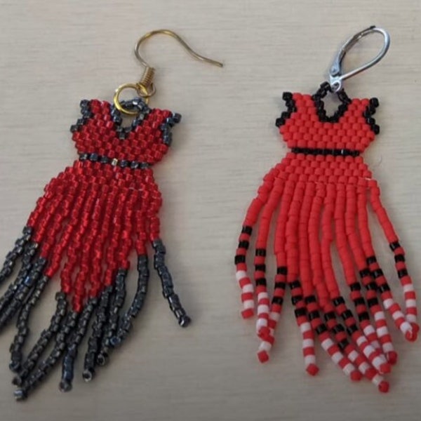 KIT : Kit de perles de boucle d'oreille de robe rouge avec instruction vidéo et motif