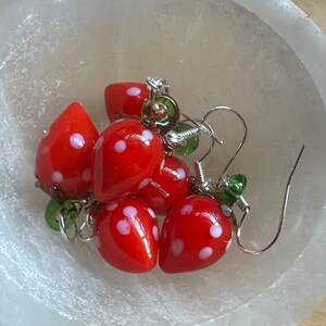 Strawberry Lampwork Glass Earrings