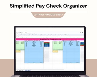 Paycheck Budget Tracker, Super Simplified, Minimalist, Organizer, Editable Customizable Instant Download, Payment checklist