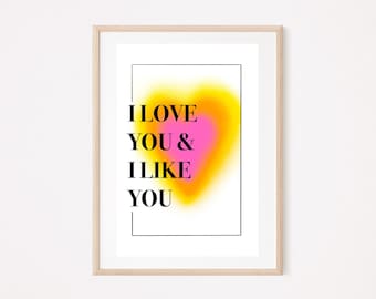 Ti amo e mi piaci stampa fisica, stampa ispirata a Parks and Rec, Leslie Knope, fanart, stampa di programmi TV, ti amo stampa