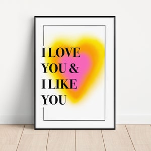 I love you and I like you digital print, Parks and Rec Inspired, Leslie and Ben, Leslie Knope, Fanart, TV Show print
