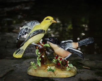 クラウン・スタッフォードシャー ゴシキヒワ フィギュリン J.T. Jones Crown Staffordshire / Goldfinch Figurine / Chaffinch Figurine / 2