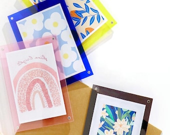 Moldura de sucção magnética transparente de acrílico colorido, moldura de montagem de fotos de mesa de 6, 7 e 8 polegadas, decoração criativa de moldura de fotos,