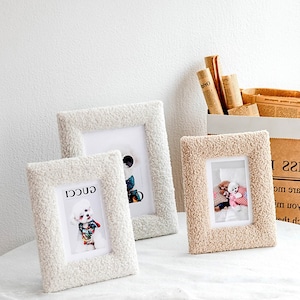 6x4, 7x5 frame, Teddy velvet cute frame, plush creative photo display, children&#39;s frame, free photo development