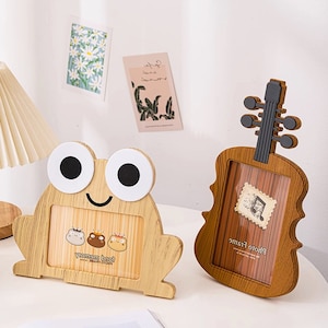 6-inch, 7-inch photo frame, cute children&#39;s photo frame, playful frog, guitar display, dual purpose display, personalized desktop decoration