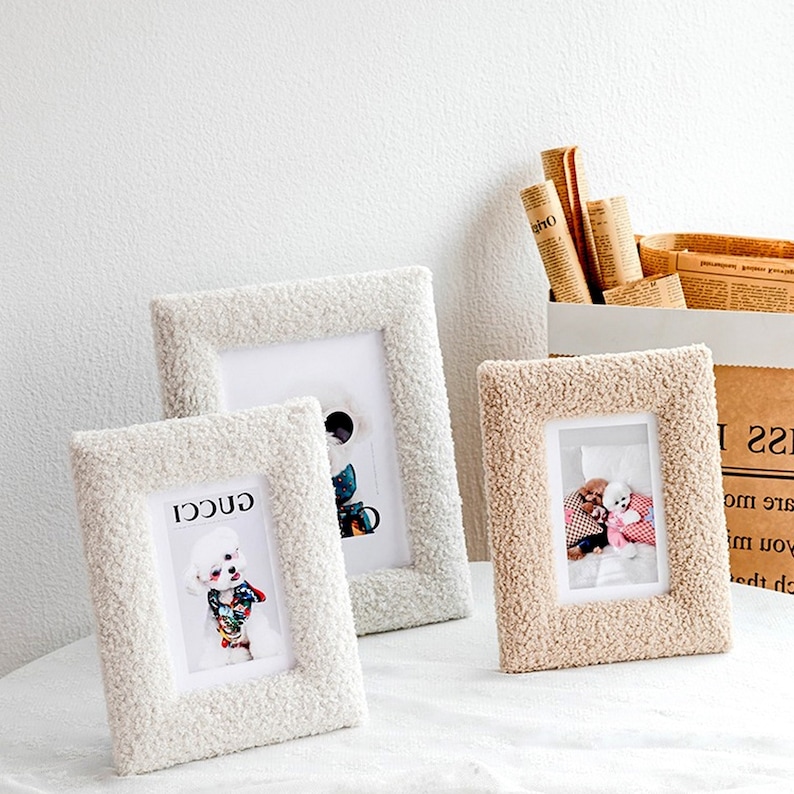 6x4, 7x5 Frame, Teddy Velvet Cute Frame, Plush Creative Photo Display ...