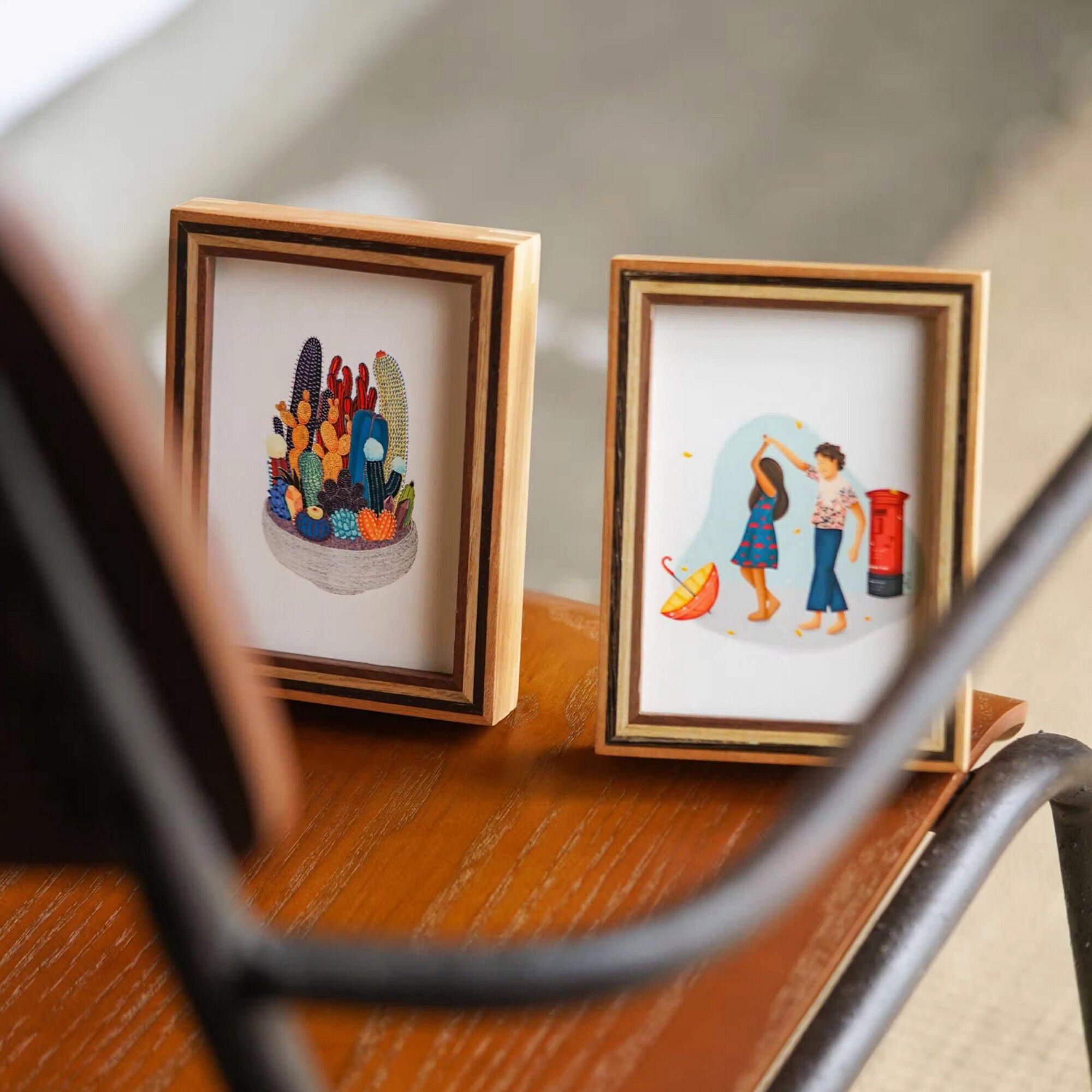 3,4,5-inch Solid Wood Mini Table Photo Frame, Right Angle Multi Wood ...