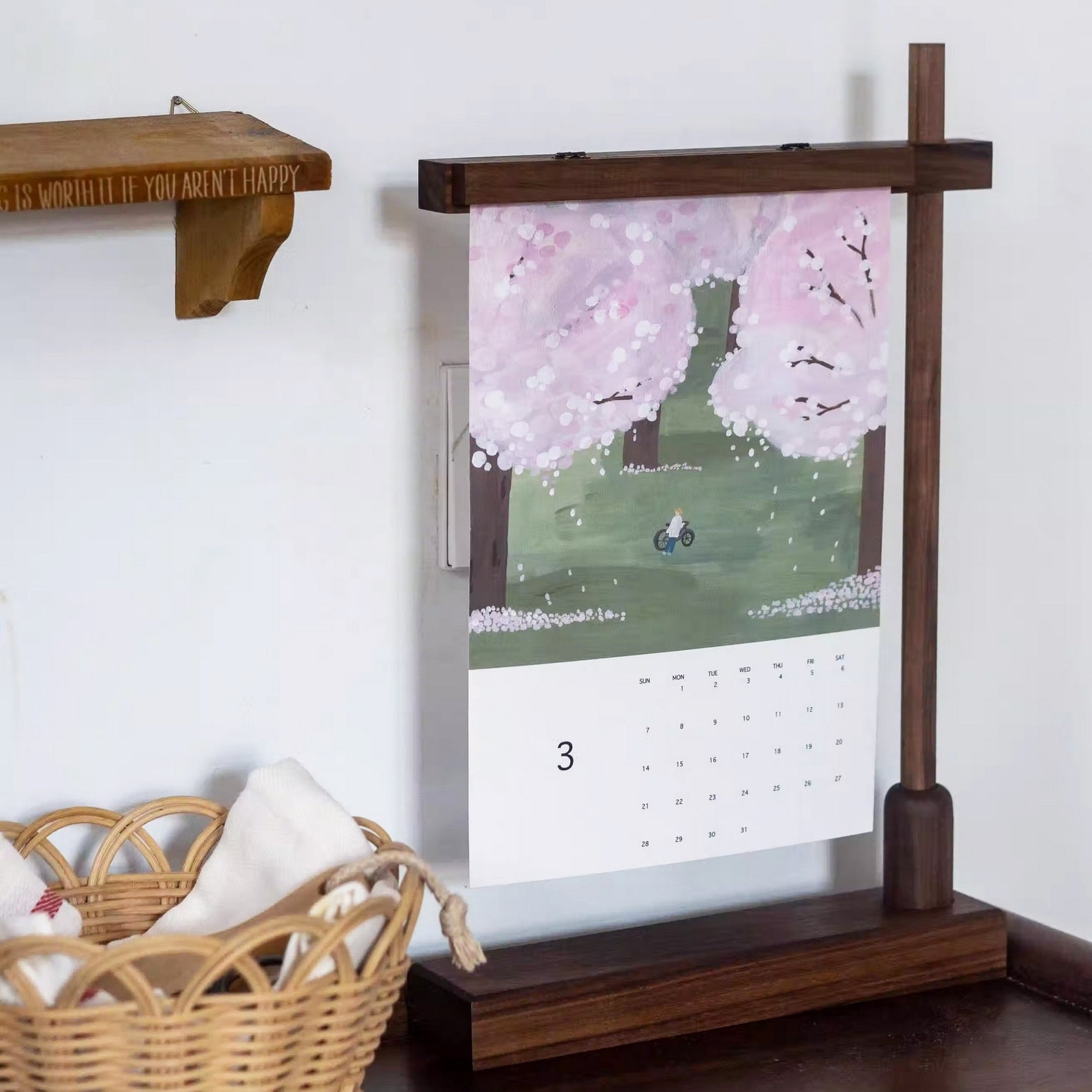 Good Rack Calendar Handmade Cherry Wood, Black Walnut Calendar Rack, Announcement Display ...