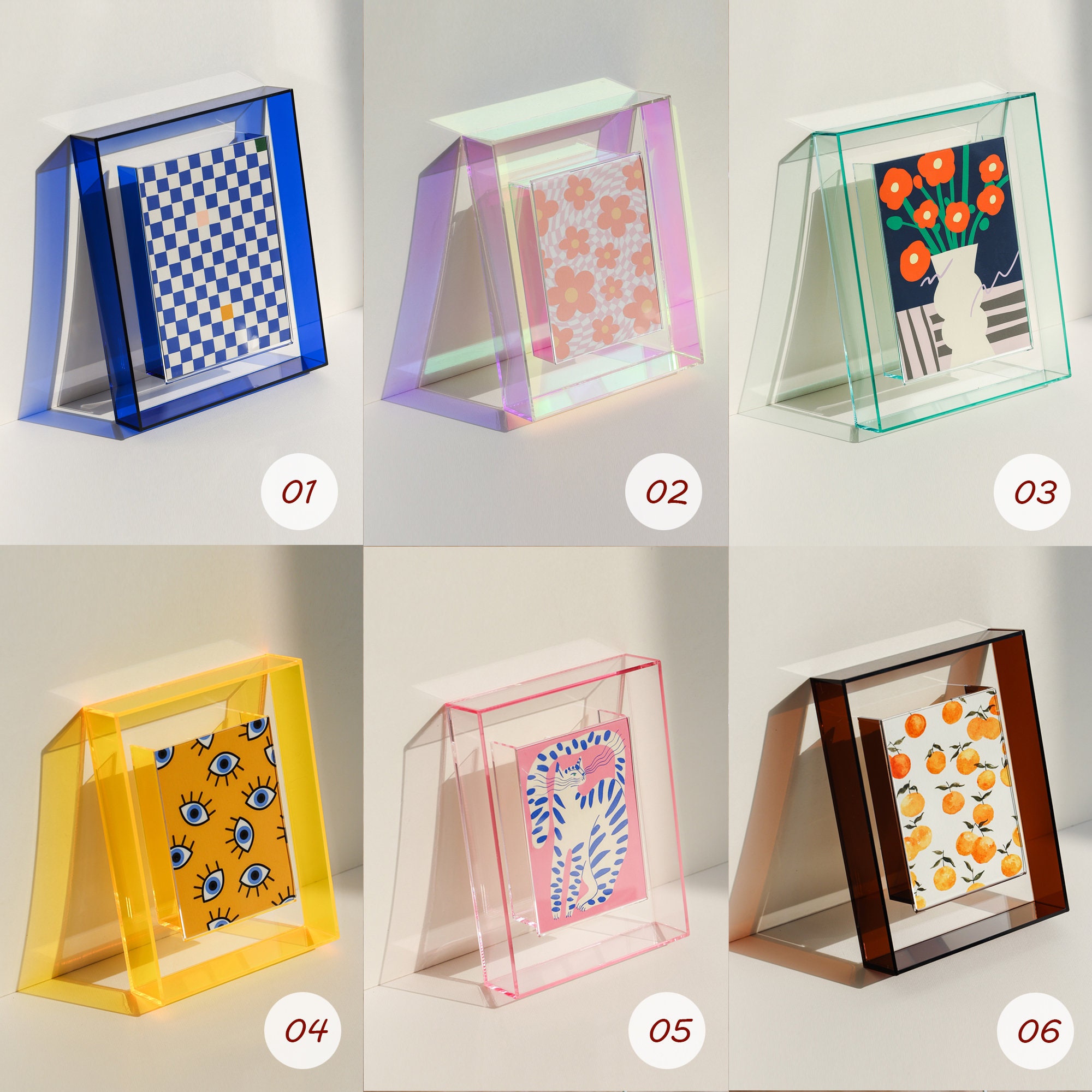Colorful Acrylic Frame, Box Photo Frame Display, 6-inch, 7-inch, 8-inch ...