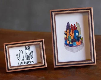 Cadre photo de mini table en bois massif de 3,4,5 pouces, cadre photo d'épissage multi-bois à angle droit, cadre d'affichage photo, décoration de bureau