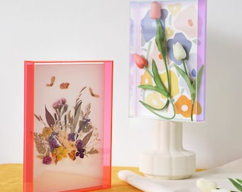 Colored acrylic hollow transparent frame, dry flower storage display frame, poster mounting, desktop frame, wall mounted color decoration