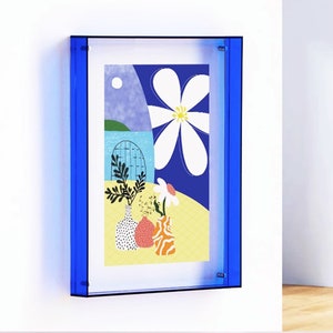 Colorful acrylic transparent photo frame, box with double-sided display, poster mounting, desktop photo frame, wall hanging color decoration Niebieski