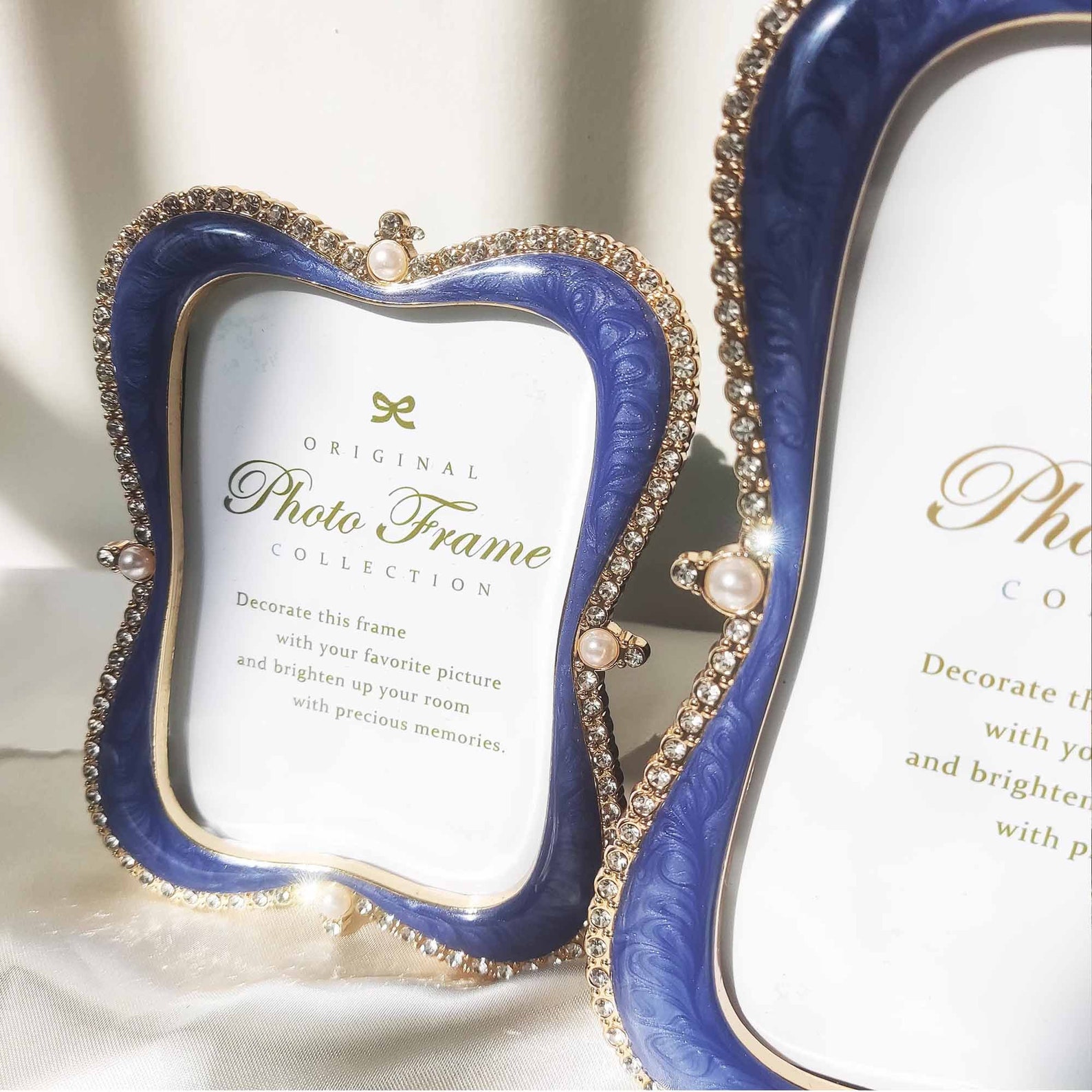 5-inch Pearl Rhinestone Blue Metal Frame, Creative Photo Display ...