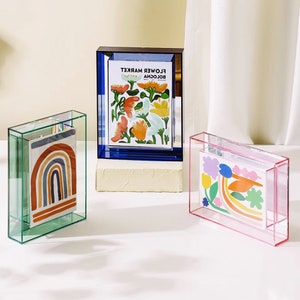 Colorful acrylic frame, box photo frame display, 6-inch, 7-inch, 8-inch desktop photo frames, colorful photo frame decoration,