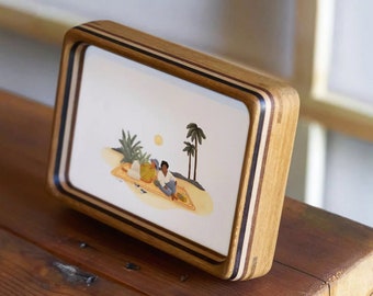 Solid wood color matching rounded corner frame, large wall mounted frame, creative photo display, calligraphy work display