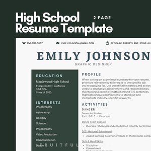 College Resume Canva Template for Students Printable High School ...