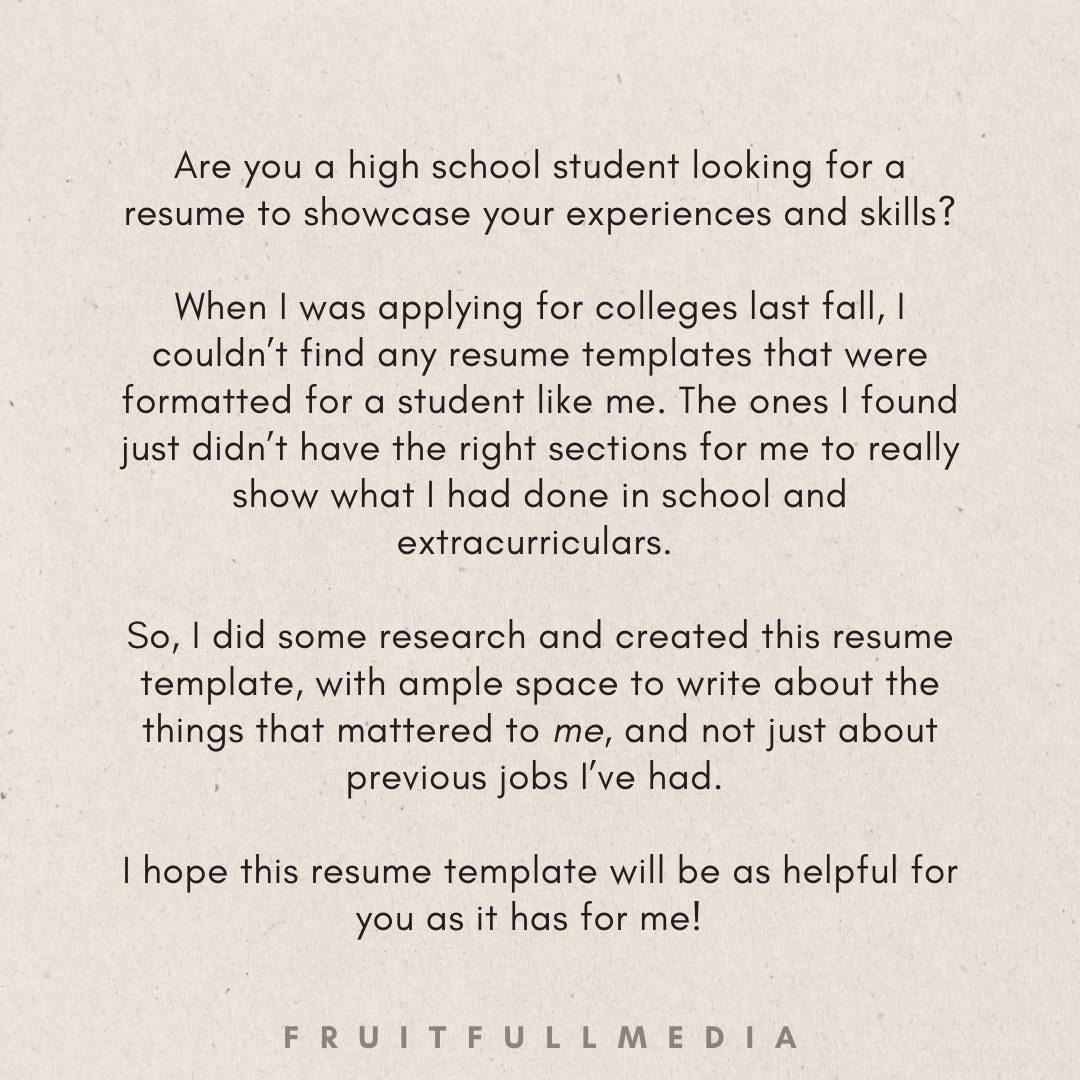 College Resume Canva Template for Students Printable High School ...