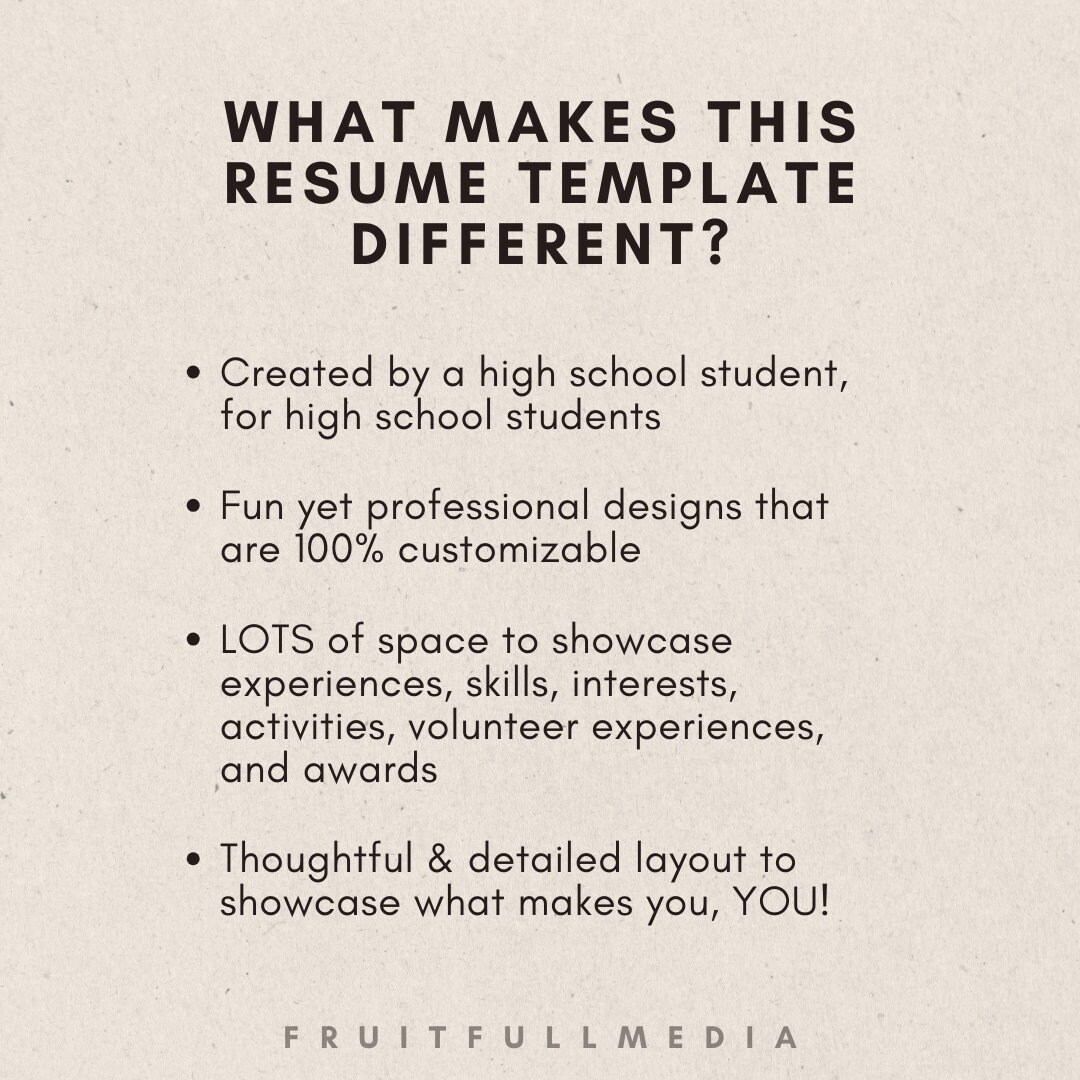 College Resume Canva Template for Students Printable High School ...