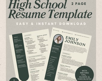 College Application Resume Template | Canva Teen Resume for School Applications, Scholarships, Jobs | Customizable with Cover Letter