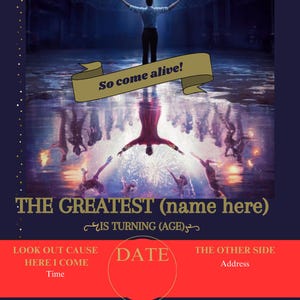 Convite de aniversário do Greatest Showman (digital)