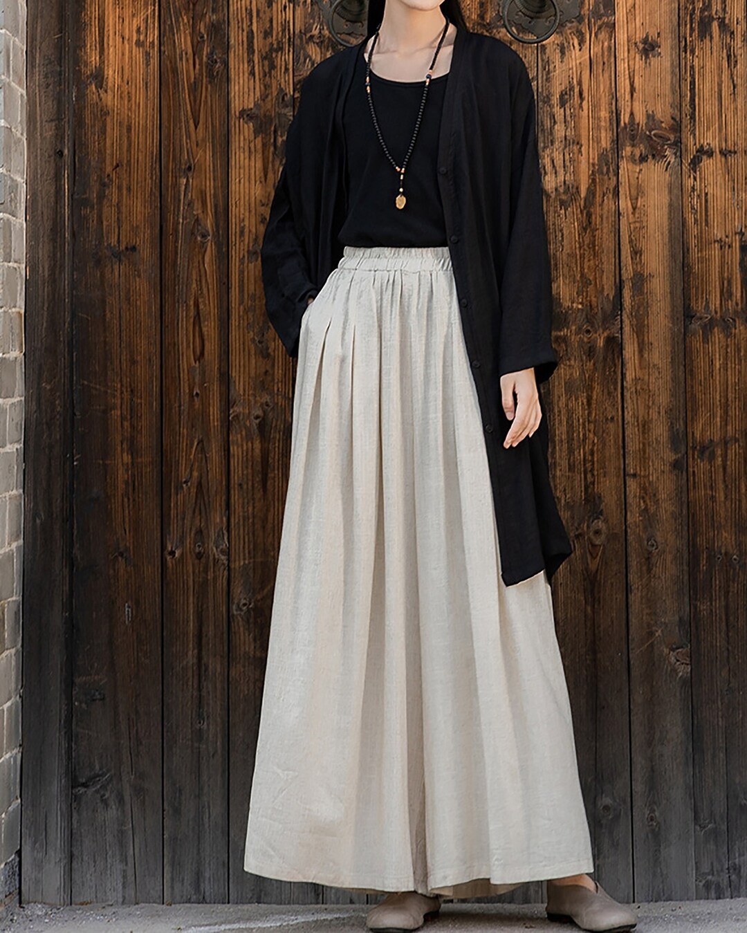 Long Skirt Pants Wide Leg Trousers Summer Women Elastic - Etsy