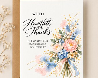 Wedding Florist Thank You Card, Floral Designer Appreciation, Wedding Vendor Gift