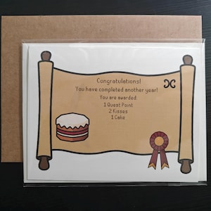 Runescape OSRS Birthday Greeting Card - Fully Customizable Text | Quest Completion Scroll with Cake | Anniversary gifts
