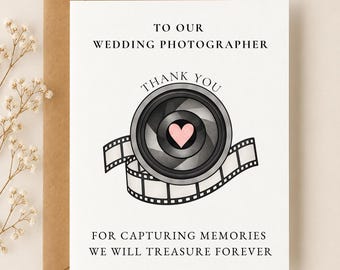 Wedding Photographer Thank You Card, Camera Lens Design, Wedding Vendor Gift