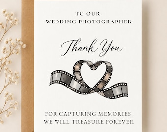 Wedding Photographer Thank You Card, Heart Film Strip, Wedding Vendor Gift