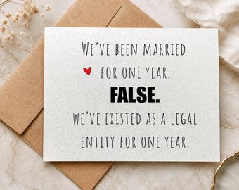 Funny Anniversary Card, Personalized Marriage Card, Sarcastic Husband or Wife Gift, Legal Entity