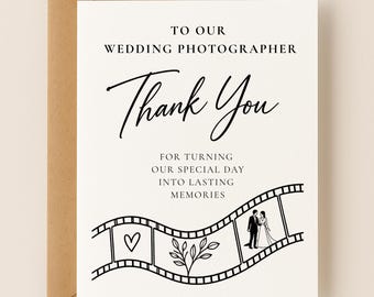 Thank You Wedding Photographer Card, Wedding Memories Photographer Gift