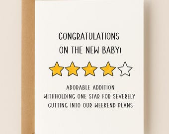 Sarcastic Funny New Baby Card, Congratulations New Parents Gift, Baby Shower Card
