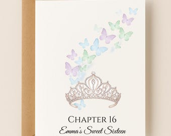 16th Birthday Card for Girls, Personalized Sweet Sixteen Gift, Chapter 16 Custom Keepsake