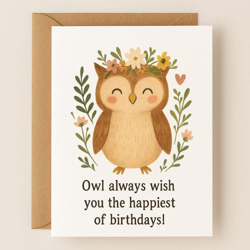 Owl Birthday Card - Etsy