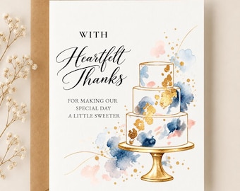 Wedding Cake Baker Thank You Card, Cake Designer Gift, Wedding Vendor Appreciation