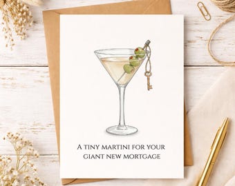 Funny New Home Card, Mortgage Humor Housewarming Gift, Martini Congrats Card