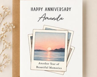 Personalized Polaroid Anniversary Card, Custom Name and Message for Husband or Wife