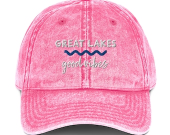 Great Lakes Good Vibes Hat, Vintage Cotton Twill Cap