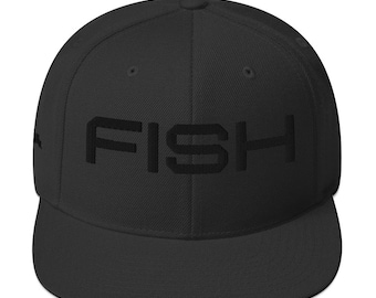 FISH Embroidered Hat | Black on Black Hat | UP Michigan Hat | Northern Fishing Hat | FISH Hat