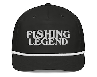 Fishing Legend Embroidered Rope Hat: Retro Fisherman Snapback