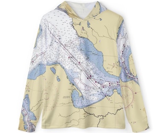 Sault Ste. Marie Fishing Hoodie | Great Lakes Nautical Chart Pullover
