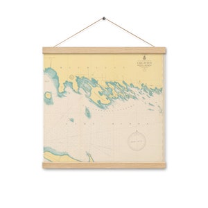 Les Cheneaux Islands Nautical Map Poster with Hangers | Les Cheneaux Gifts | LCI Poster