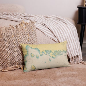 Les Cheneaux Islands Nautical Map Premium Pillow | Les Cheneaux Gifts | LCI Pillow