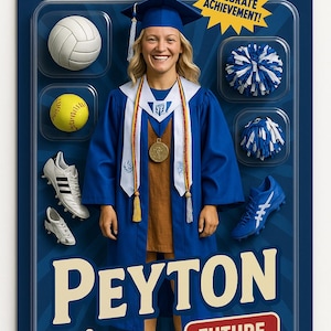 Custom Graduation Action Figure Portrait | Personalized Senior Gift | High School Grad Art | College Grad Art | Custom Cartoon Download